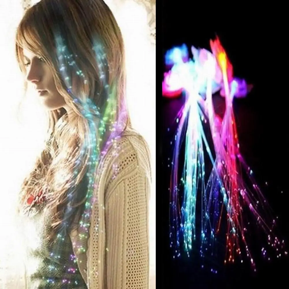 1Pcs LED Flashing Hair Braid Glowing Luminescent Hairpin Hair Ornament Girls LED Novetly Toys New Year Party Christmas 35cm