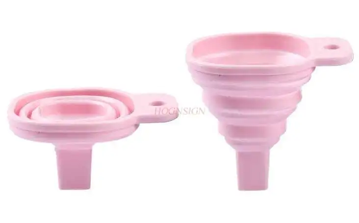 Retractable foldable mini funnel household oil pot oil funnel large diameter silicone oiling oil trumpet wine funnel