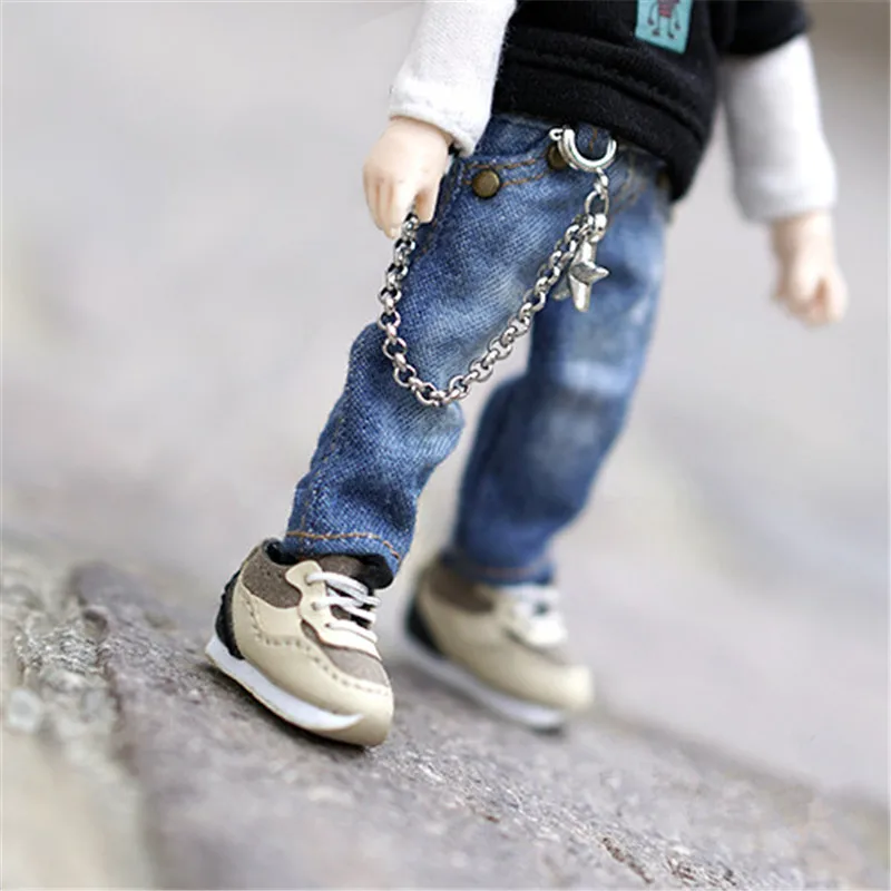 OB11 doll clothes are suitable for 1/12 size fashion new star pendant + personality versatile straight leg jeans blue and black