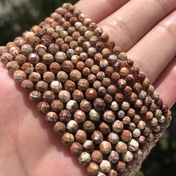 A+ Natural Petrified Wood jasper Faceted Loose Gems Beads for Jewelry Making DIY Christmas Gift Bracelets 15'' Tiny Stone Bead