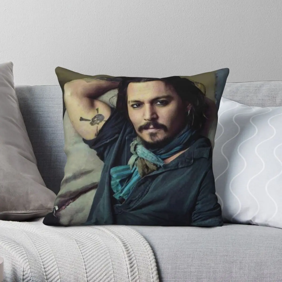 Johnny Depp Square Pillowcase Polyester Linen Velvet Pattern Zip Decor Car Cushion Cover