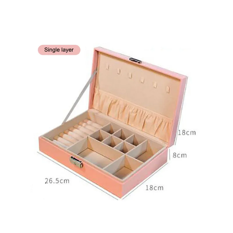 Organizer Display Case Double Layer Travel Jewelry Case Boxes Portable Jewelry Present Box PU Leather Storage Jewelry