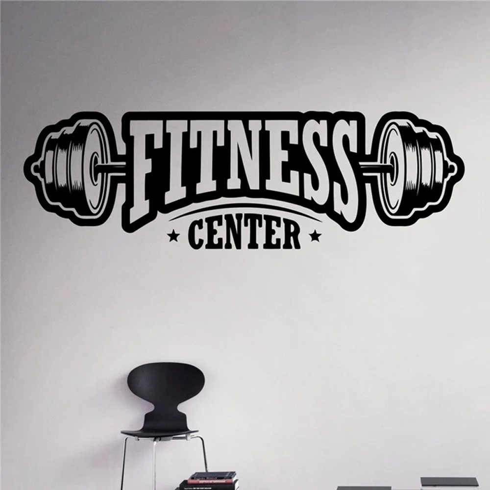 Free shipping Fitness Center Wall Decal Workout Gym Vinyl Sticker Healthy Lifestyle Home Decor Wall Art Murals Wall Decals