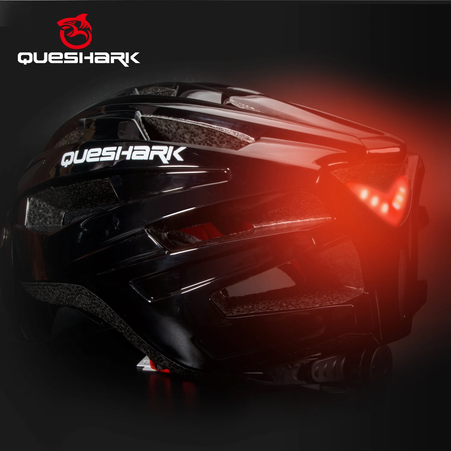 QUESHARK Men Women Ultralight Cycling Helmet Led Taillight MTB Road Bike Bicycle Motorcycle Riding Removable Big Size Lens QE120