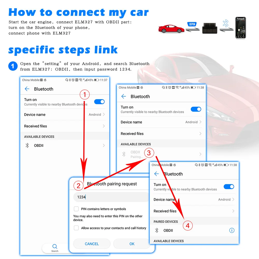 Double PCB OBDII ELM327 Bluetooth V1.5 Pic18F25K80 Chip Elm 327 Obd2 Scanner Universal Disgnostic Tool for Android Windows