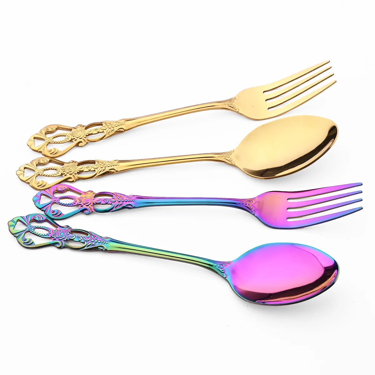 Gold Flatware Set High Quality Cutlery Set Stainless Steel Silverware Knife Dessert Fork Spoon Dinnerware Home Kitchen Tableware