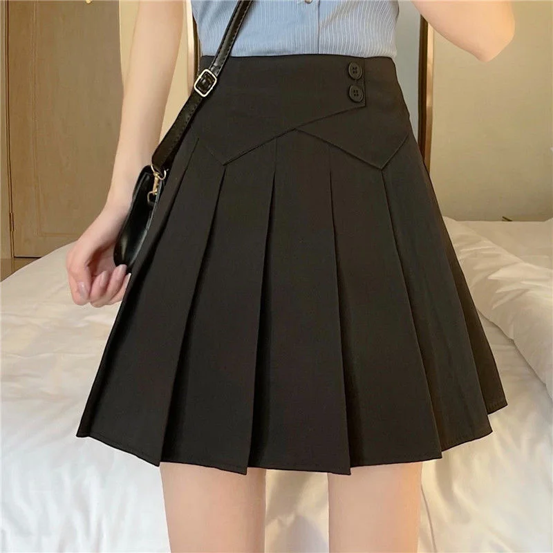 School Uniform Pleated Mini Skirts Womens 2021 Korean Fashion High Waist Kawaii Gray Black Skirt Harajuku Skirt Mujer Faldas