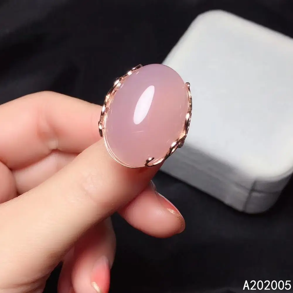 

KJJEAXCMY Fine Jewelry 925 Sterling Silver Inlaid Natural Pink Chalcedony New Female Ring Luxury Support Detection