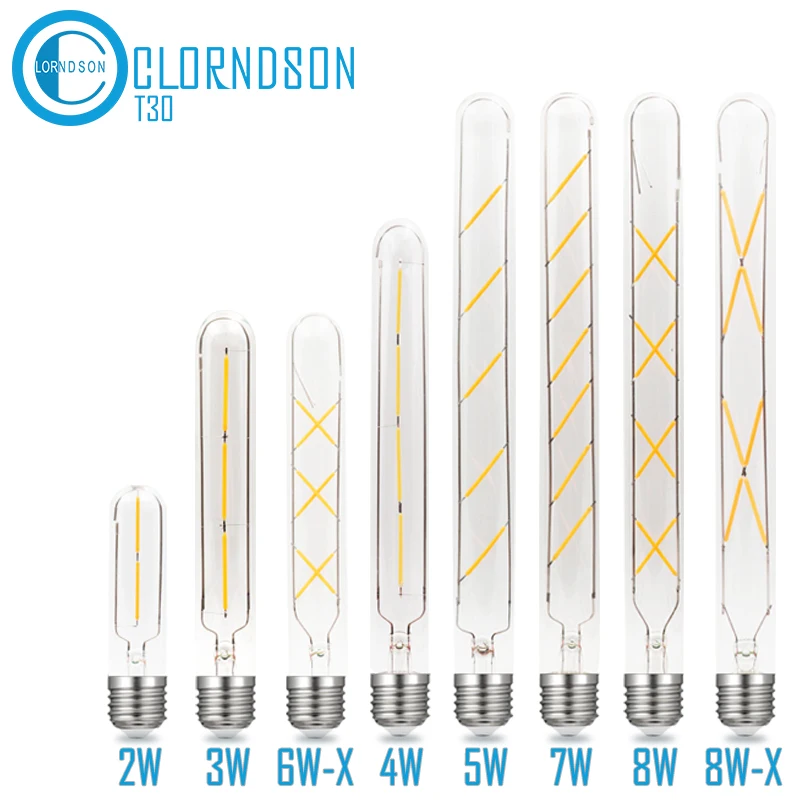 Vintage T30  Retro LED Filament Bulbs 6Watts 8Watts Led Tube E27/E26 110V 220V Tube Bulbs Lamp For Chandelier Lighting