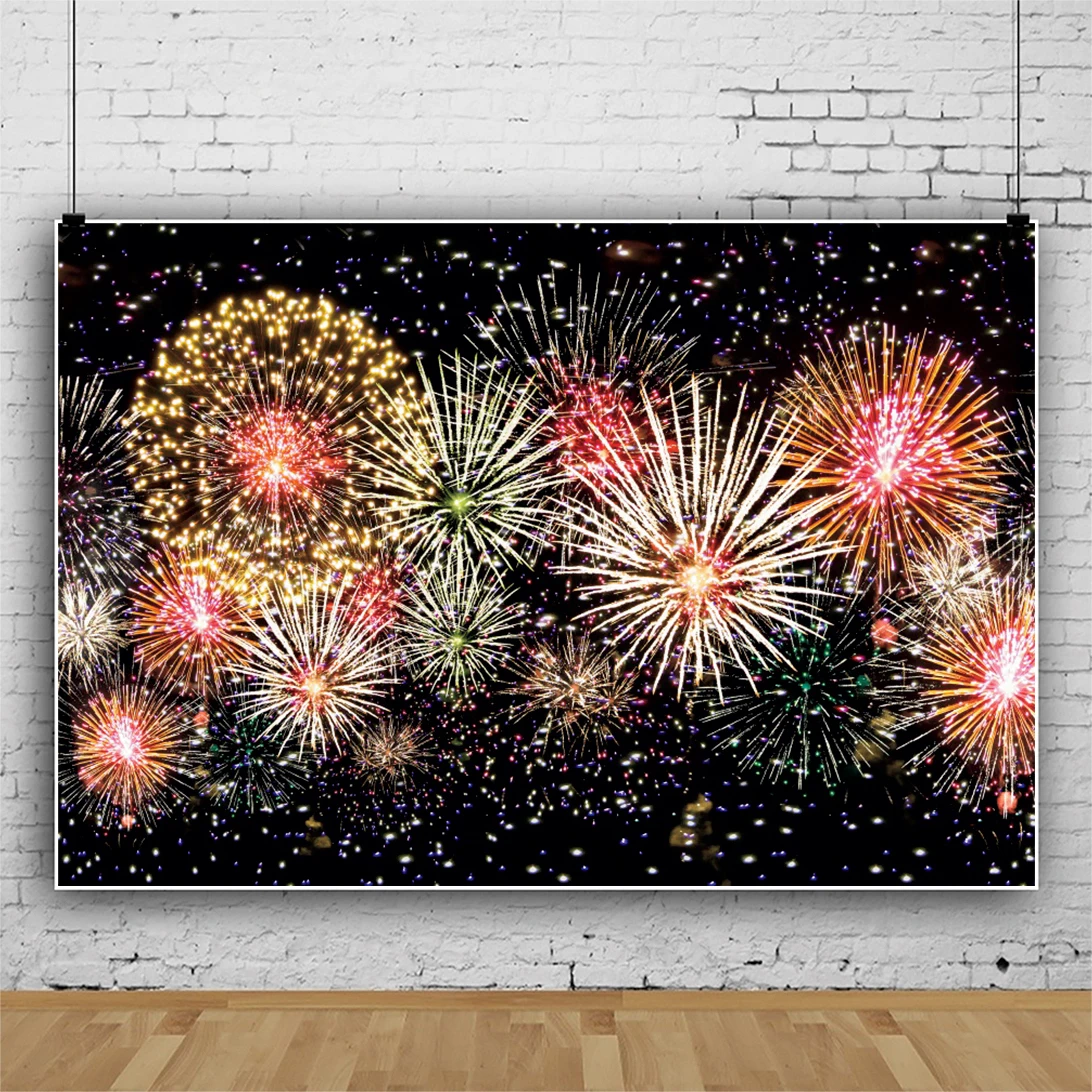 Laeacco Happy New Year Colorful Fireworks Indoor Decor Baby Poster Portrait Photography Background Backdrops For Photo Studio