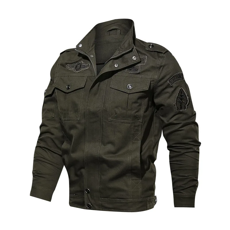 Cargo Jacket Men Winter Autumn Cotton Stand Collar Multi-Pockets Tactical Coats Male Pilot Combat Bomber Military Mens Jackets