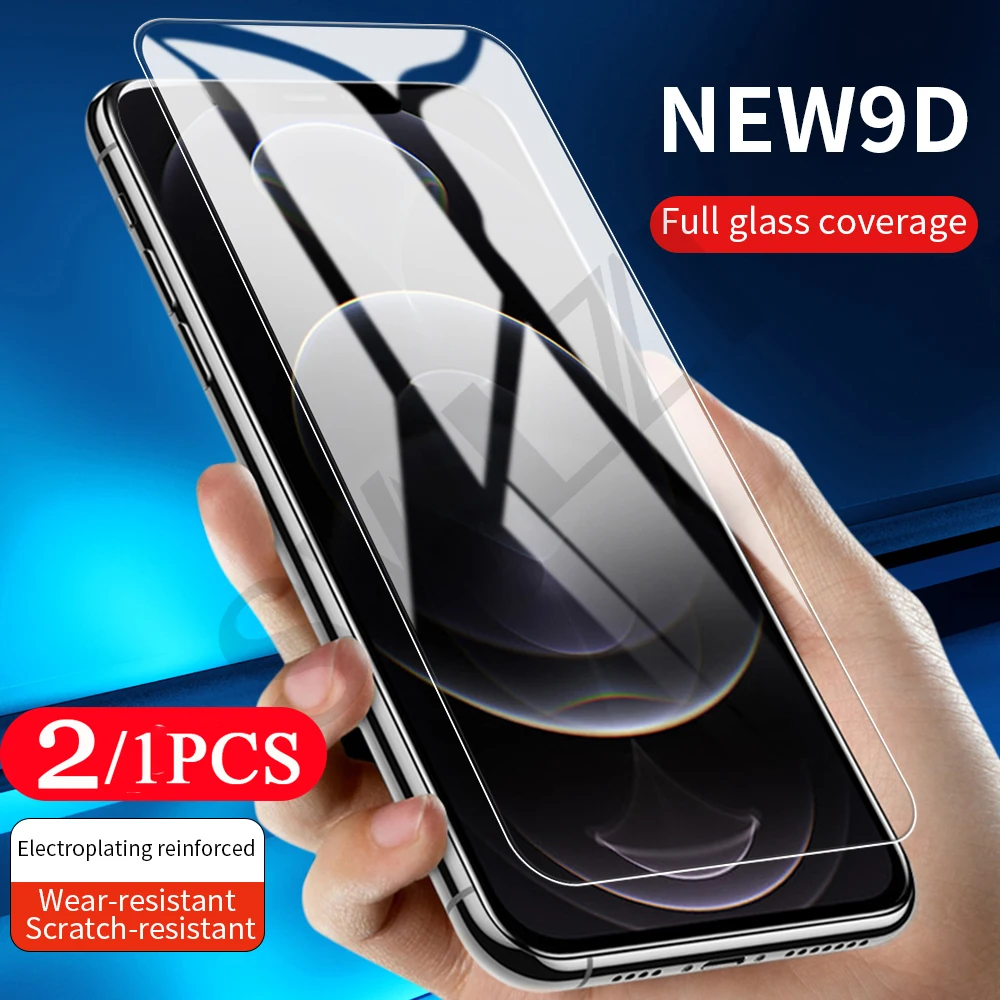 2-1Pcs Screen Protector for iphone 11 Pro 12 Mini X XS Max XR SE 8 7 6 6s Plus Tempered Glass Phone Protective Film smartphone