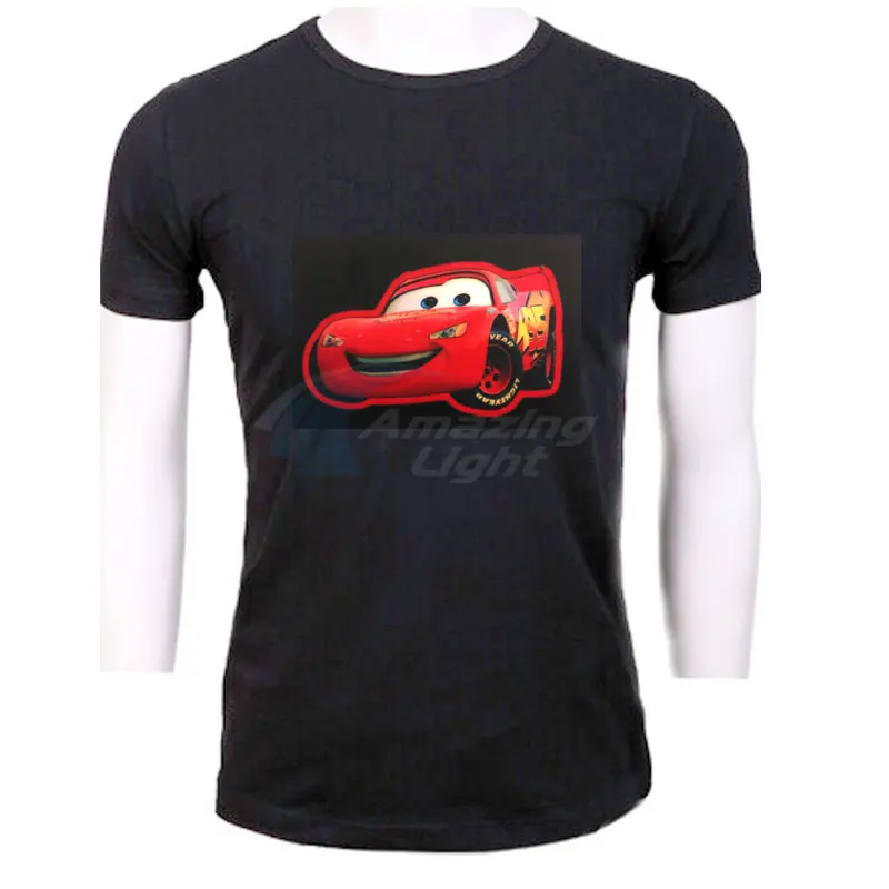 Dress Up T-shirt Children Design Musical El Shirt With Sound Active 2pcs AA Battery Inverter Free Shipping