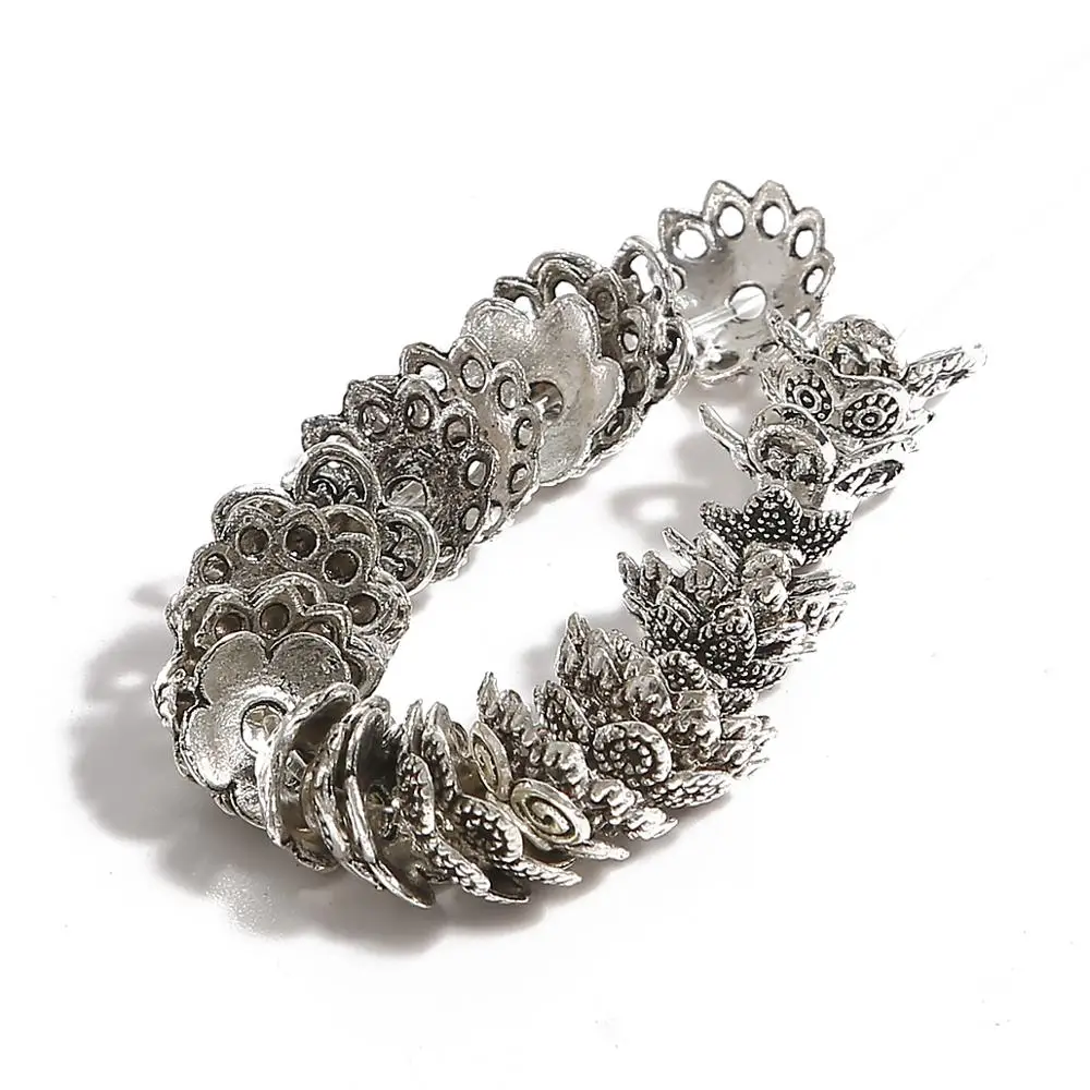 Mix 20Styles 50pcs Silver 6-14mm Flowers Filigree Petal End Caps Findings End Spacer Charms Bead Cap For Jewelry Making Supplies