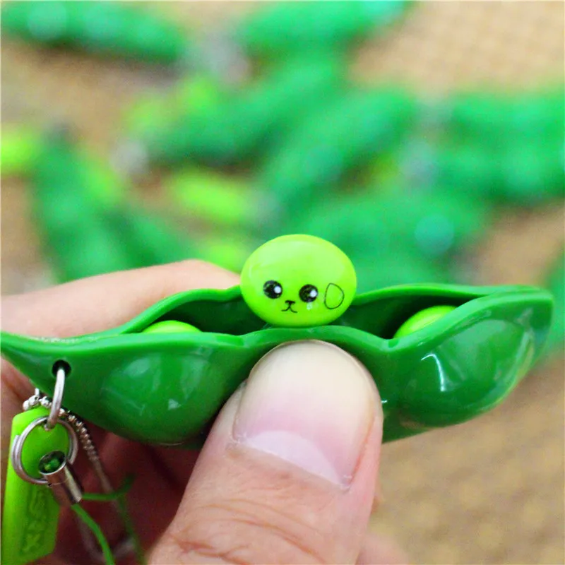 Cute Girls Janpanese Green Soybeans Key Chain Women Kawaii Pinch Peas In A Pod Keychain Stress Reliever Toy Wedding Party Gift