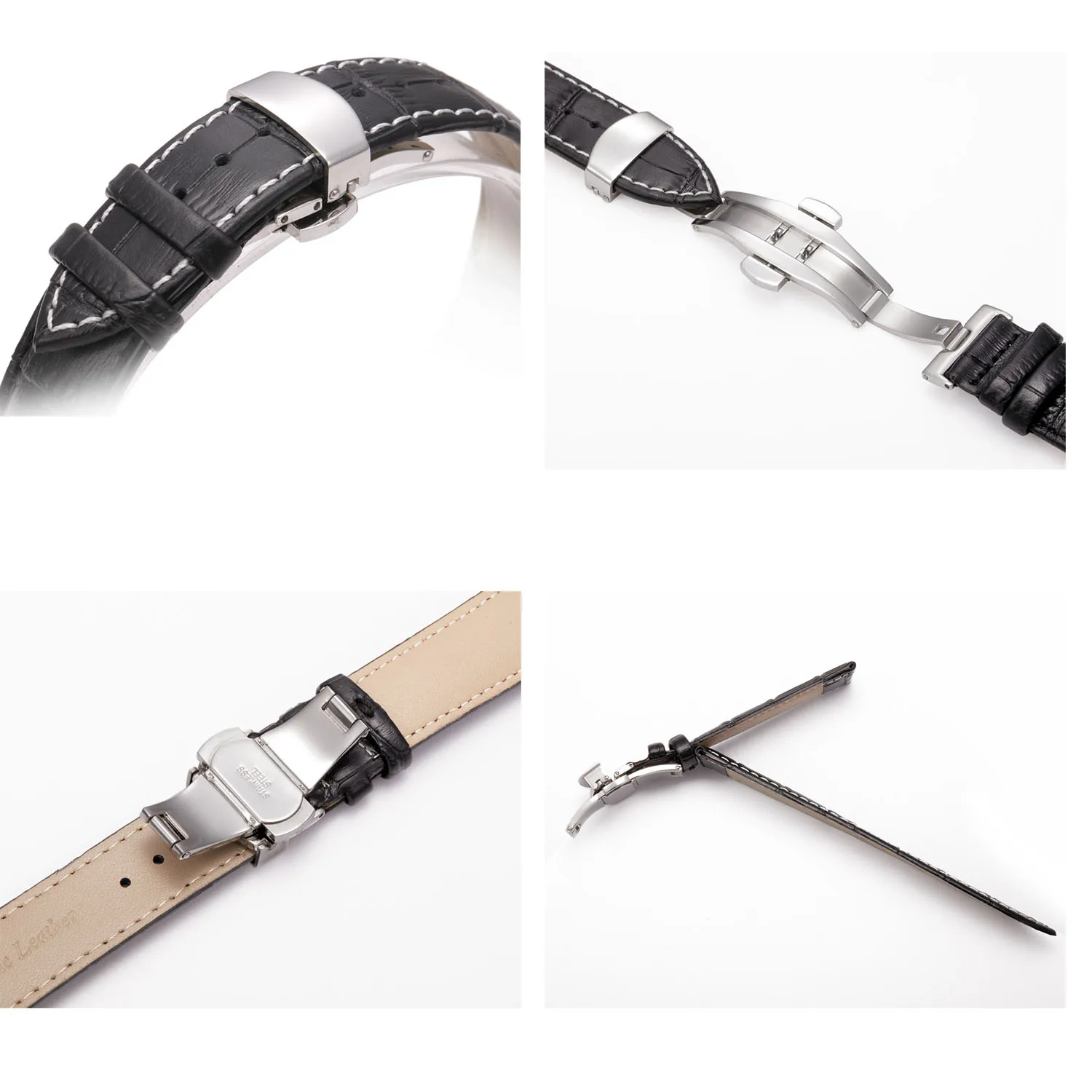 Crocodile Genuine Leather Watch Band 12 13 14 15 16mm 17 18mm 19mm 20mm 21mm 22mm 24mm Watch Strap Butterfly Buckle Watchband