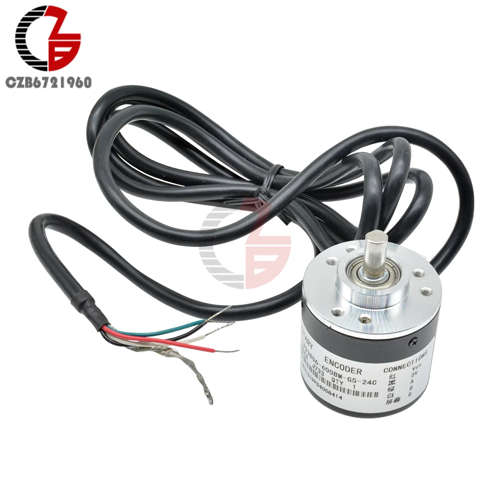 600/2400 Pulse Incremental Rotary Encoder DC 5V-24V 1 2 Phase AB Photoelectric Encoder 600P/R for Rotational Speed Angle