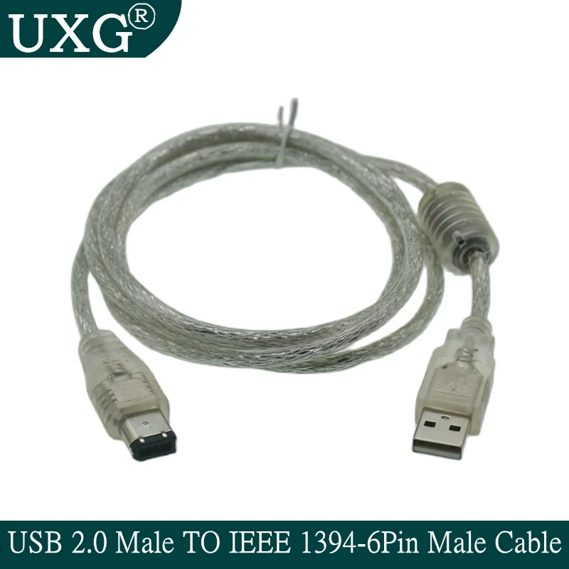 Firewire IEEE 1394 6 Pin Male To USB 2.0 Type A Male Cable Adapter Cameras Computer Digital Camera DV PDAs Black