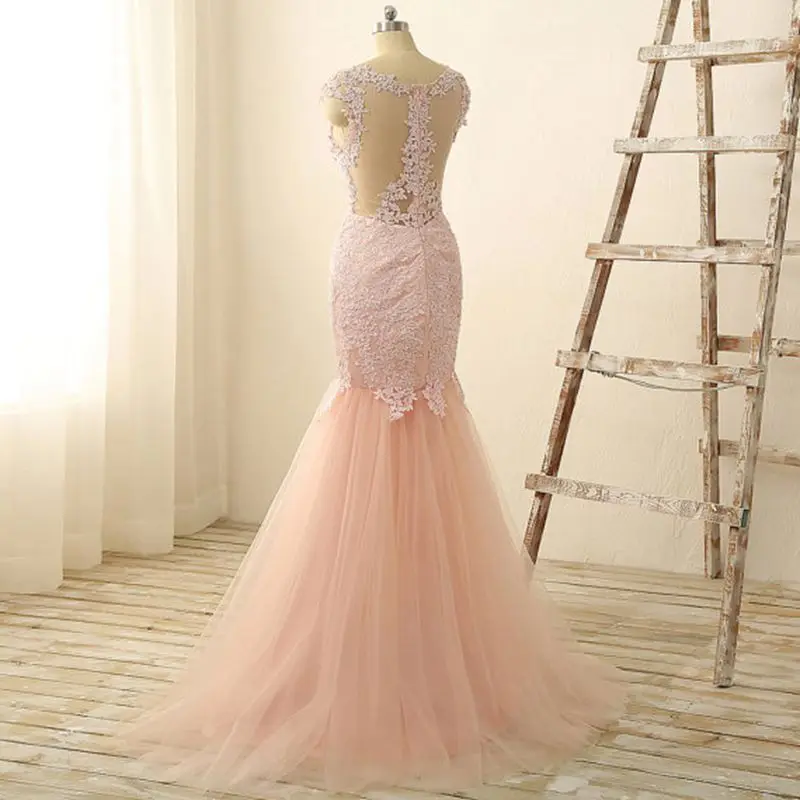 원피스 pink lace appliques Evening gown couture Unique real pictures Formal 2021 sexy see through back Bespoke Wedding Dresses