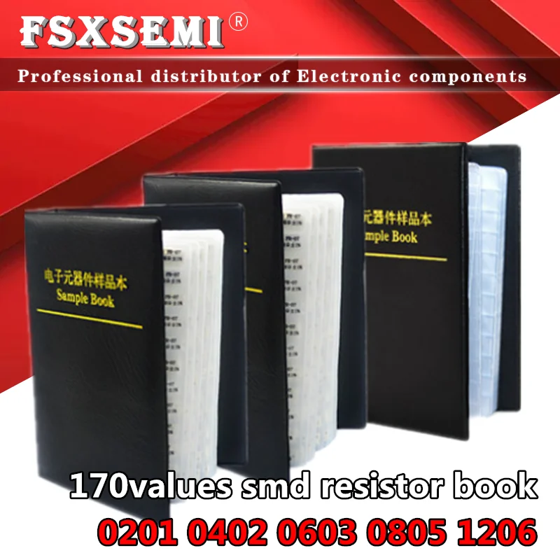 170 wartości x50pcs x25pcs 1% rezystory 0201 0402 0603 0805 1206 rezystor książka pełna seria pusta książka próbka książka 0R ~ 10M ohm
