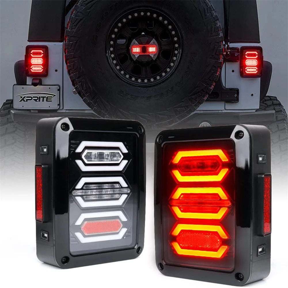 For Jeep JK JKU Sports Smoked/Clear LED Tail Lights for Jeep Wrangler Taillights Reverse Light Real Back Up Turn Signal Lamp DRL