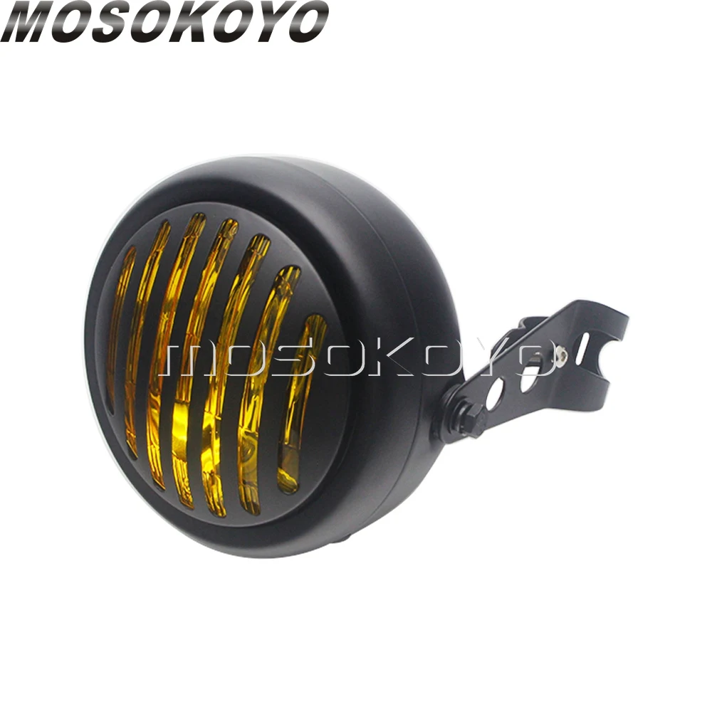 Retro Grill Headlight Motorcycle Vintage Head Lights Cafe Racer for Harley Sportster 883 1200 Chopper Bobber CG250 NG125 XS650