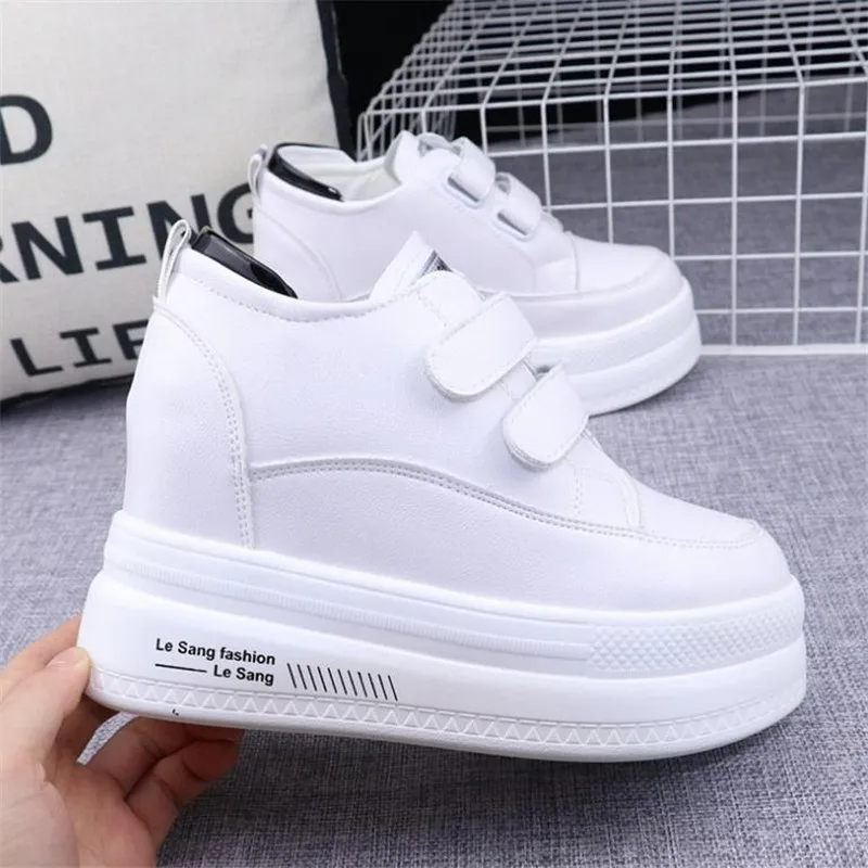 New  autumn and winter fashion casual shoes women\'s high heels 10 cm thick base sneakers black white 34-40