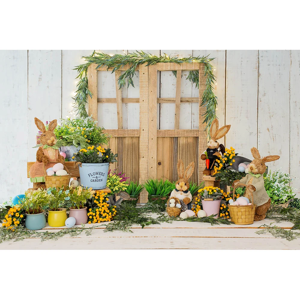 Backdrops de páscoa primavera flores fundo recém-nascido retrato coelho decoração floral banner fotografia adereços bebê crianças photostudio