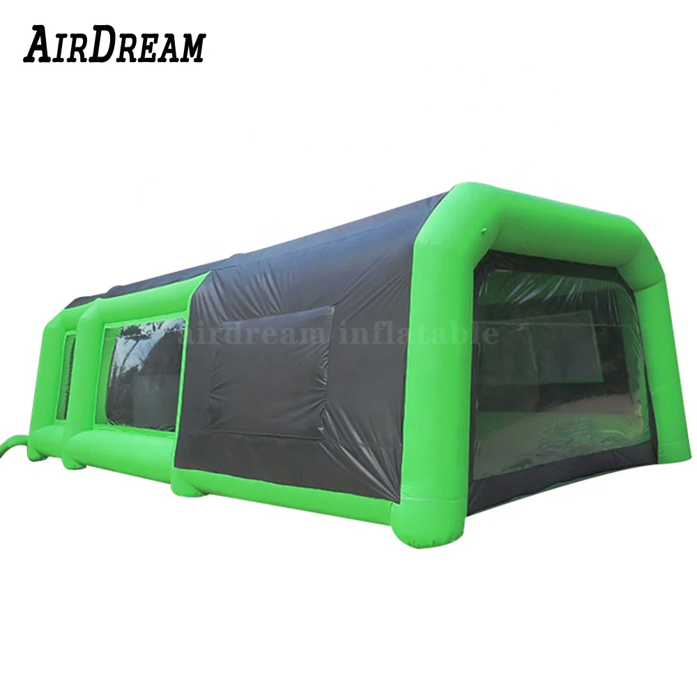 Hoge Kwaliteit Groene Opblaasbare Spuitcabine Blow Up Auto Vrachtwagen Paint Booth Schilderij Tent Opblaasbare Auto Garage Tent Te Koop