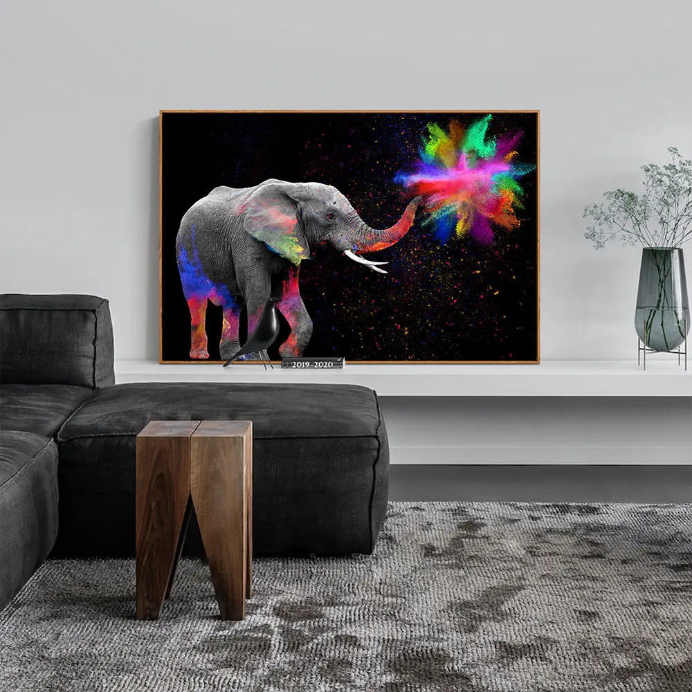 

Modern Animal Canvas Paintings Elephant Giraffe Colorful Posters Prints Wall Art Pictures for Living Room Home Decor Frameless