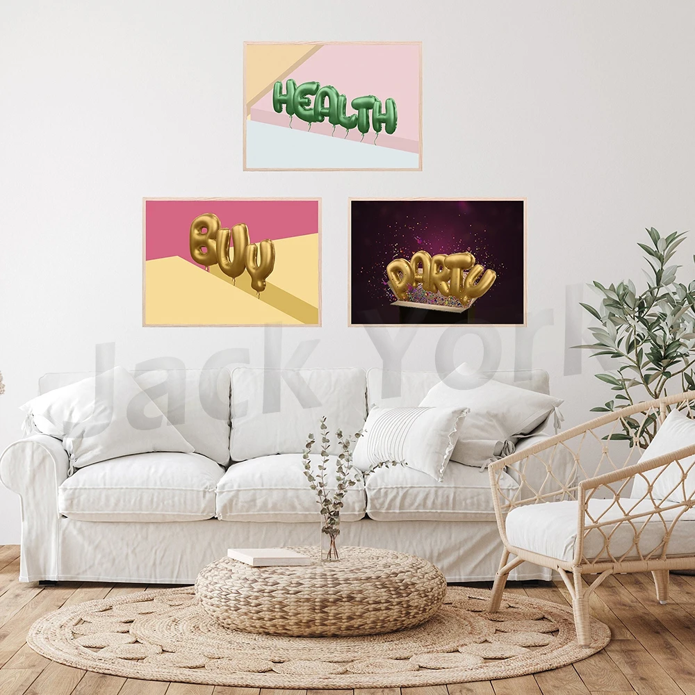 

Inspirational Baloons, Typography Print, Contemporary Illustration, Modern Living Room Poster, Abstract Gallery Wall Art, Quotes