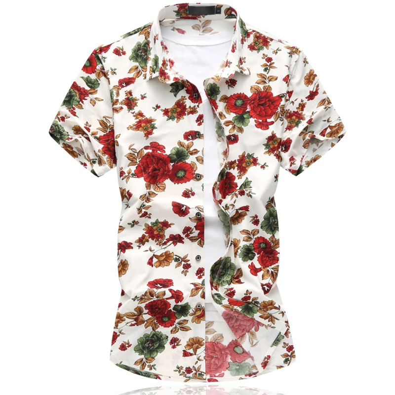 

LIFENWENNA Summer New Men's Hawaiian Shirt Fashion Casual Printing Short Sleeve Flower Beach Shirts Male Brand Plus Size 5XL 6XL