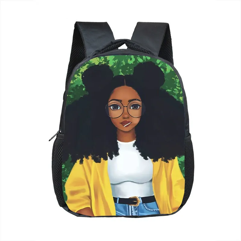 12 Polegada Crianças Mochila Menina Afro Marrom Beleza Meninas Sacos de Escola Do Jardim de Infância Mochilas Crianças Mochila Da Criança Do Bebê