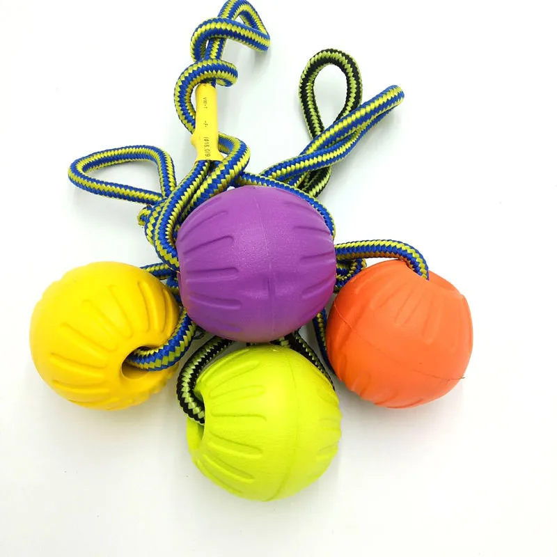 Training Pet Toy Dog Ball Bite Resistant EVA Foam Rubber Water Buoy Air Throwing Wearing Rope Elastic Ball