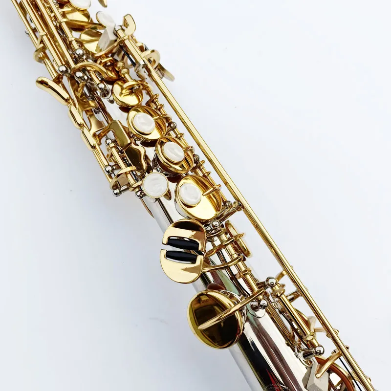 Made in Japan WO37 Soprano Saxophone Silver Plated Body Gold Lacquer Key Brass Saxophone Straight Pipe B(b) Instrument With Case