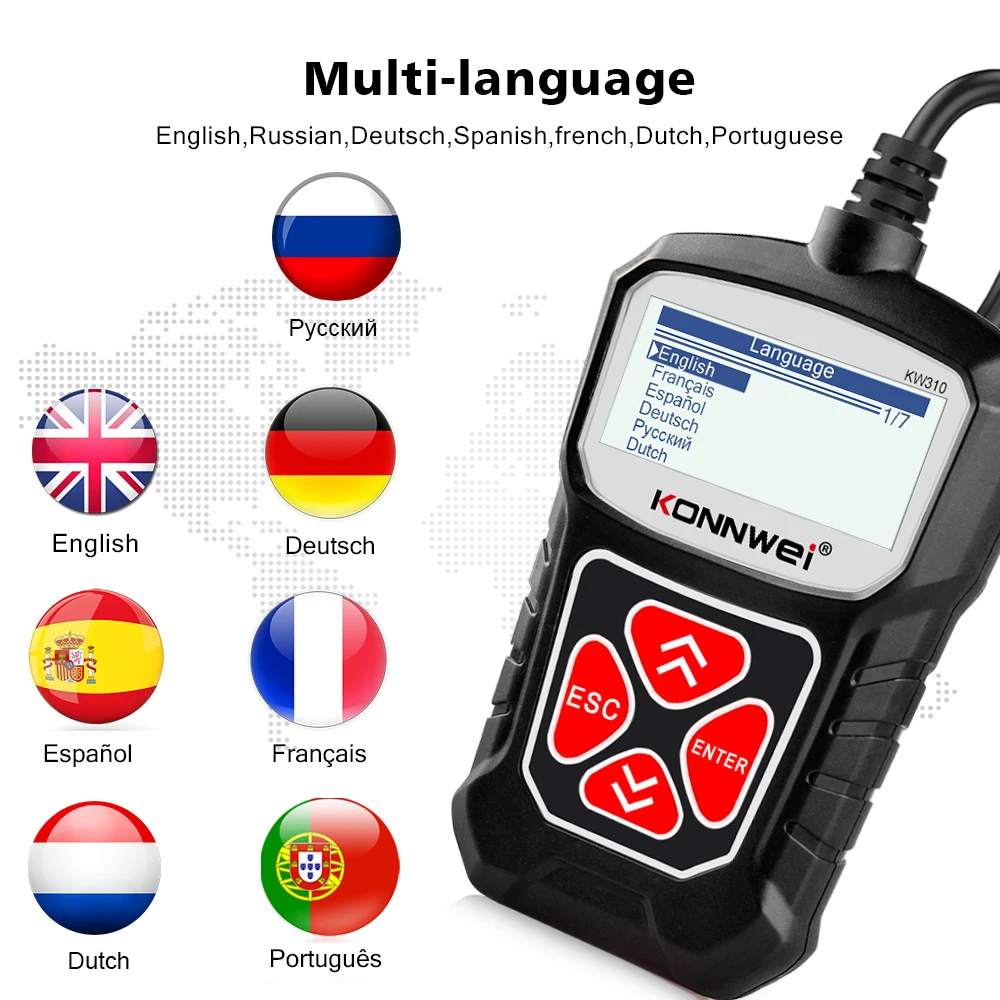 KW310 Obd2 Car Scanner  Automotive Scanner Engine Analyzer Car Tools Obd 2 Diagnostic Tool Code Reader Better Than Elm327  V1.5