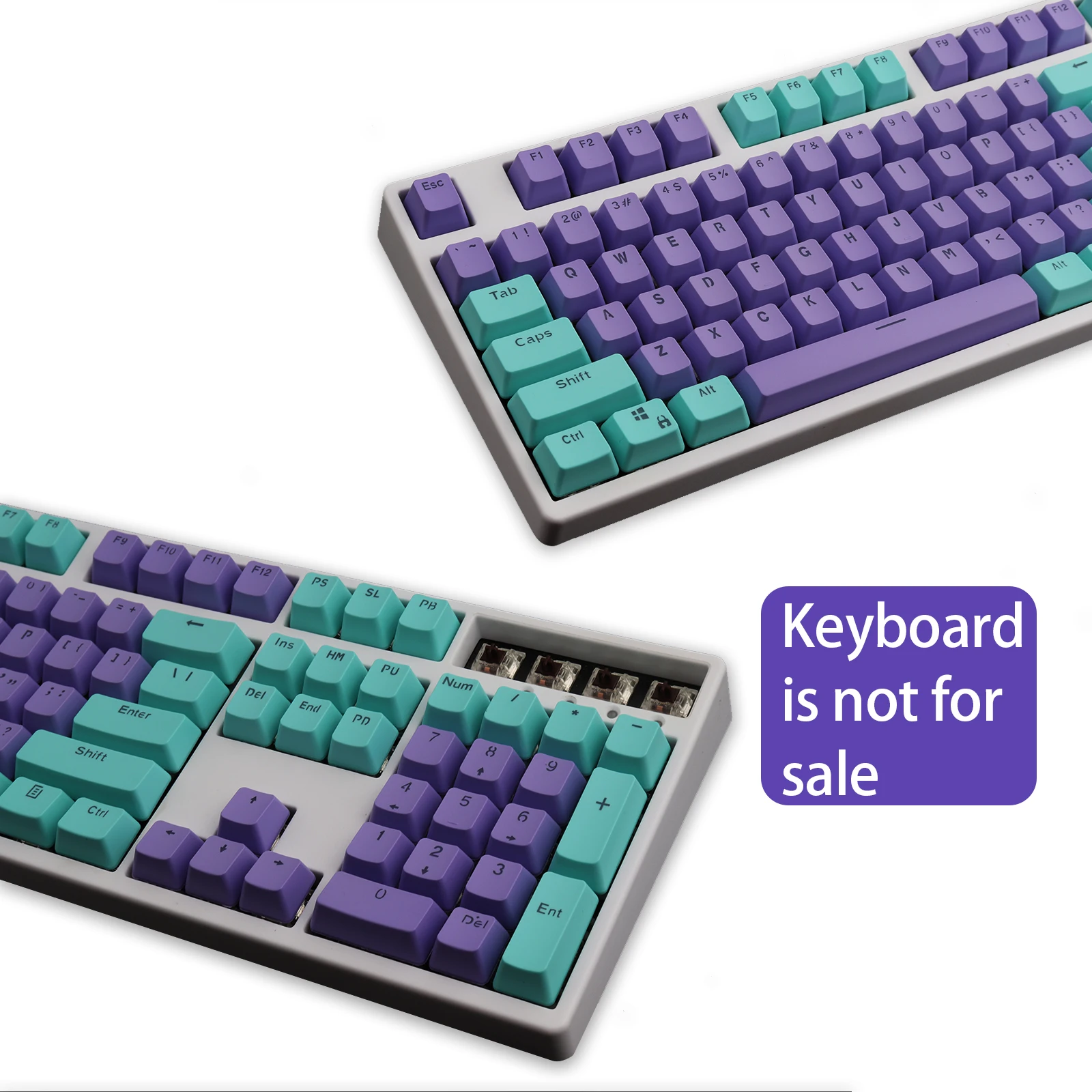 PBT Keycap 61 key Cyan Double Color Backlight Keycaps Universal Column For Ikbc Cherry MX Annie Mechanical Keyboard PB