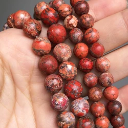 6 8 10mm Natural Stone Red Sea Sediment Jaspers Beads For Jewelry DIY Making Round Loose Spacer Beads Bracelet Accessories 15''