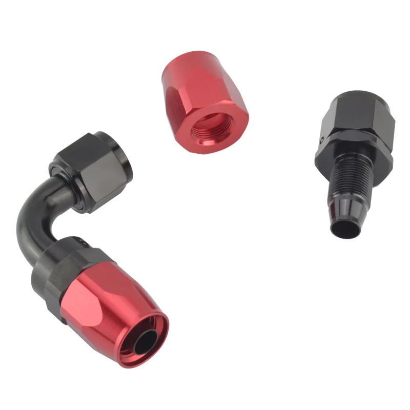 Hot Black red AN4 AN6 AN8 AN10 Straight 45 90 180 Degree Oil Fuel Swivel Hose End Fitting Oil Hose End Adaptor Kit