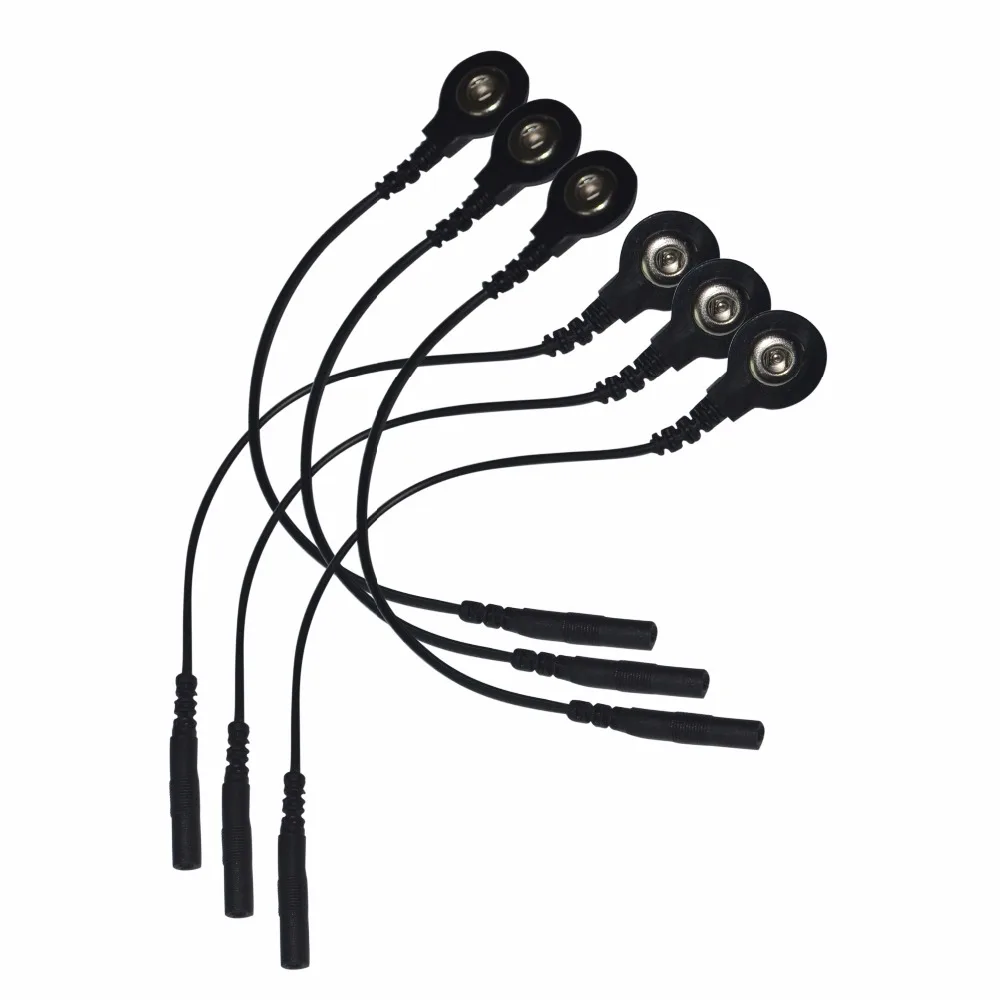 

20 Pairs/Lot Black Adapter Transit Line Short Lead Cables Electrode Wires With Snap 3.5mm Plug Hole 2.0mm