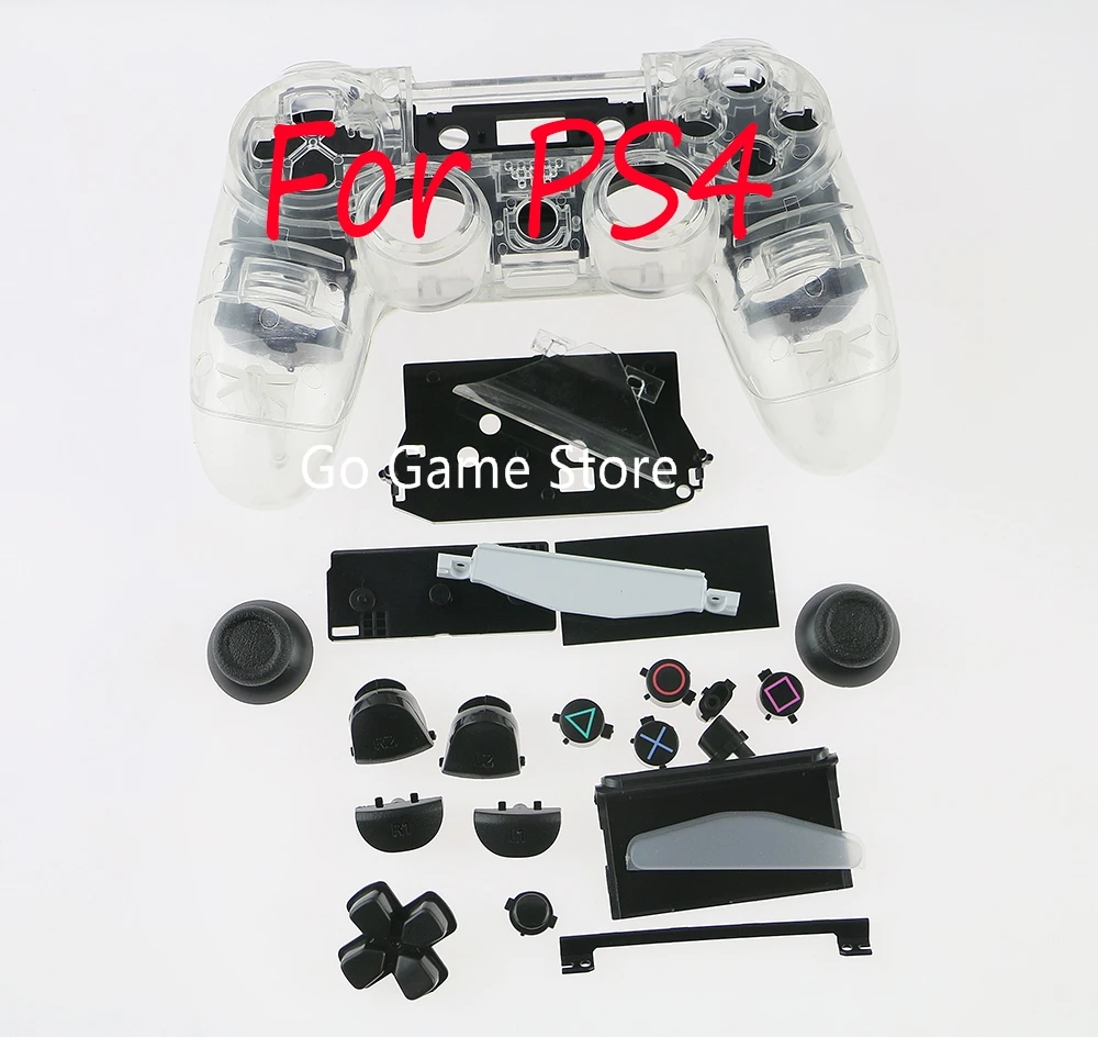 

10sets/lot For PS4 Wireless Game Controller Gamepad Shell Case Transparent Cover with Button