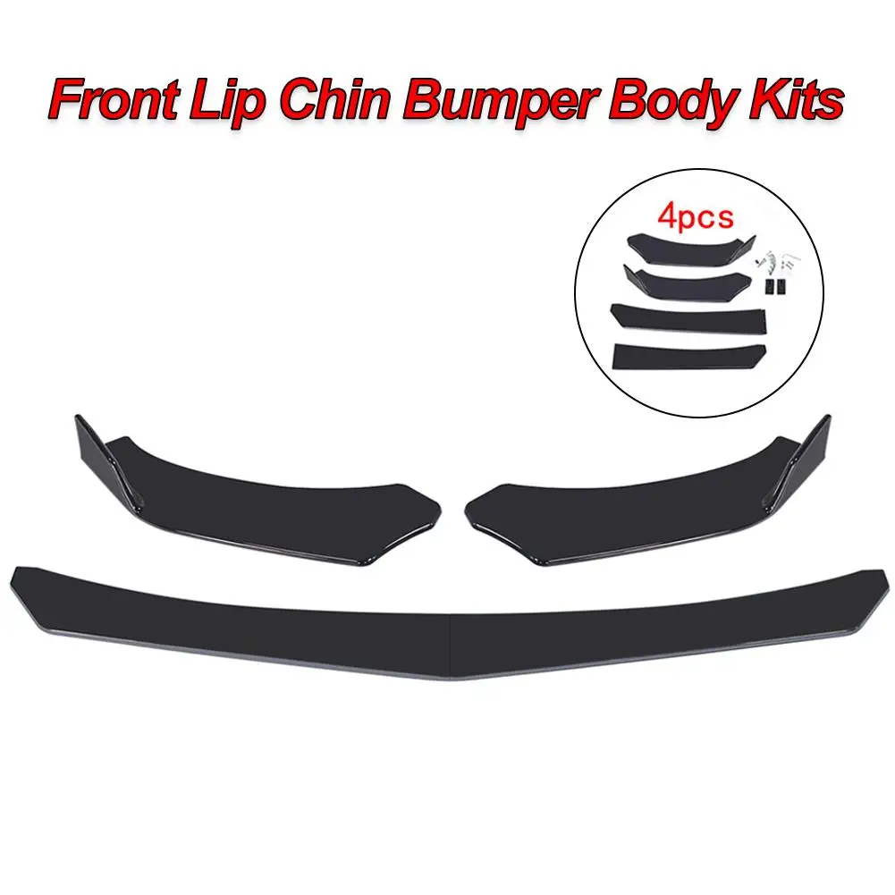

4Pcs Universal Front Bumper Spoiler Carbon Surface Contrast Color Design Protector Plate Lip Body Kit Car Rear Bumper