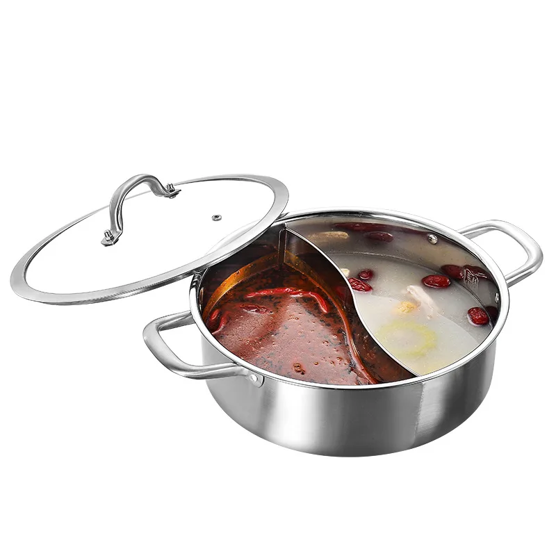 Popular Steel Yinyang Hot Pot Cooker with Lid Double-flavor Hotpot Cooker 26cm