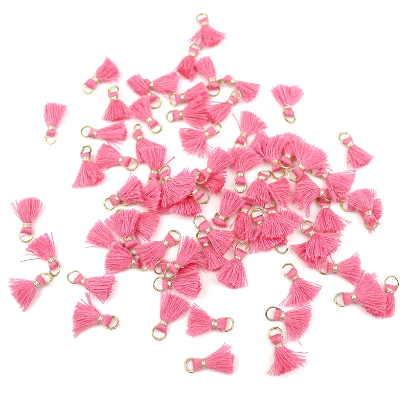 50Pcs 1 Cm Filo di Cotone Mini Nappa Trim Ciondolo Fai da Te Materiali Dei Monili Orecchini Ornamenti Anello Appeso Piccola Frangia trim