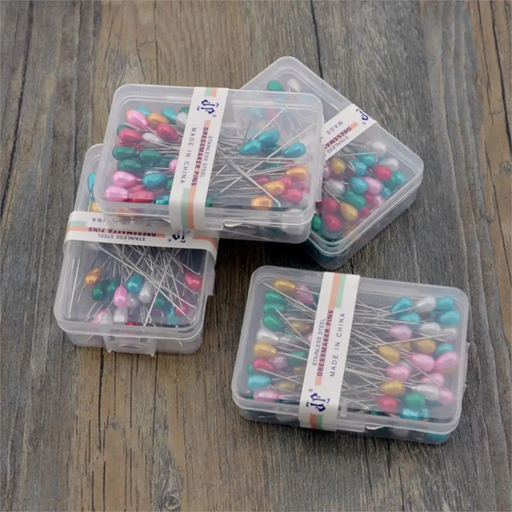 

100PCs Rainbow Color Pearl Head Needles Sewing Stitch Straight Push Sewing Pins Dressmaking DIY Tools Positioning Needle 5.5cm