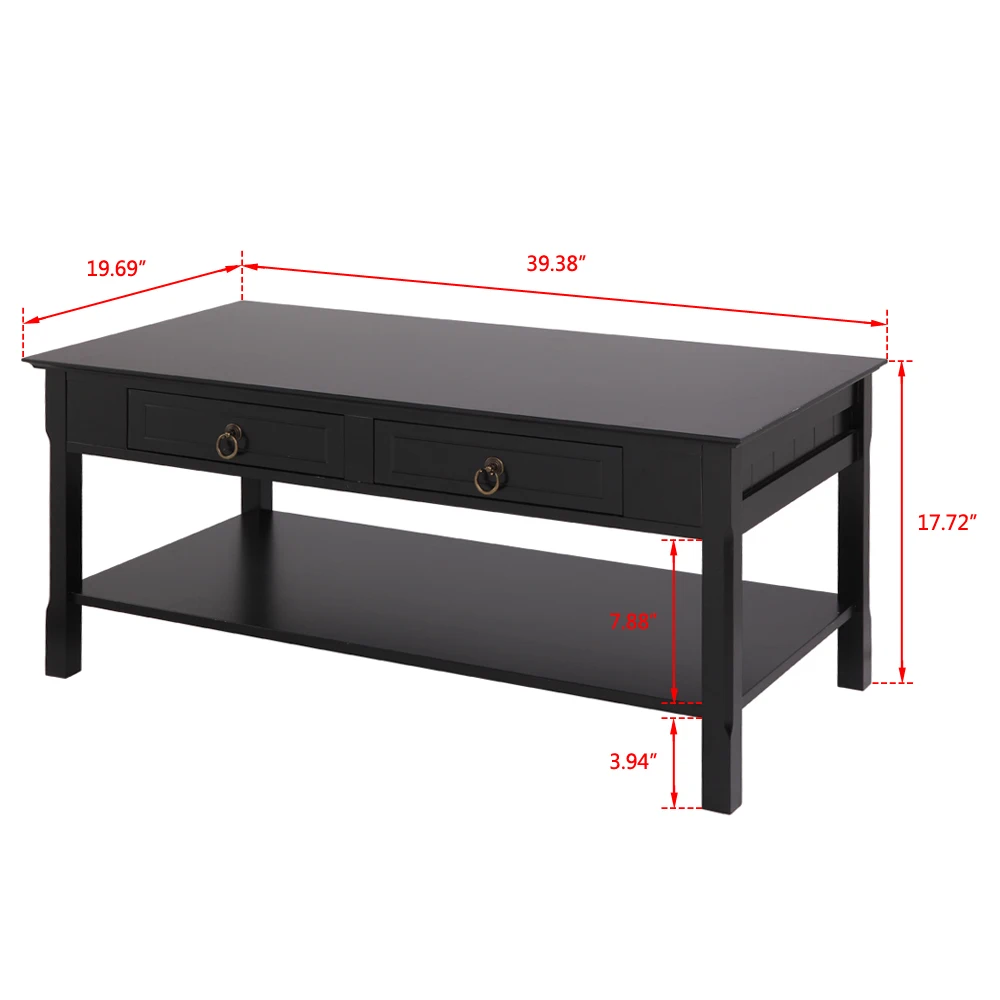 Two Colors FCH Simple Two-Pull Solid Wood Coffee Table Side Table End Table Tea Table  With Two Sides Crossed