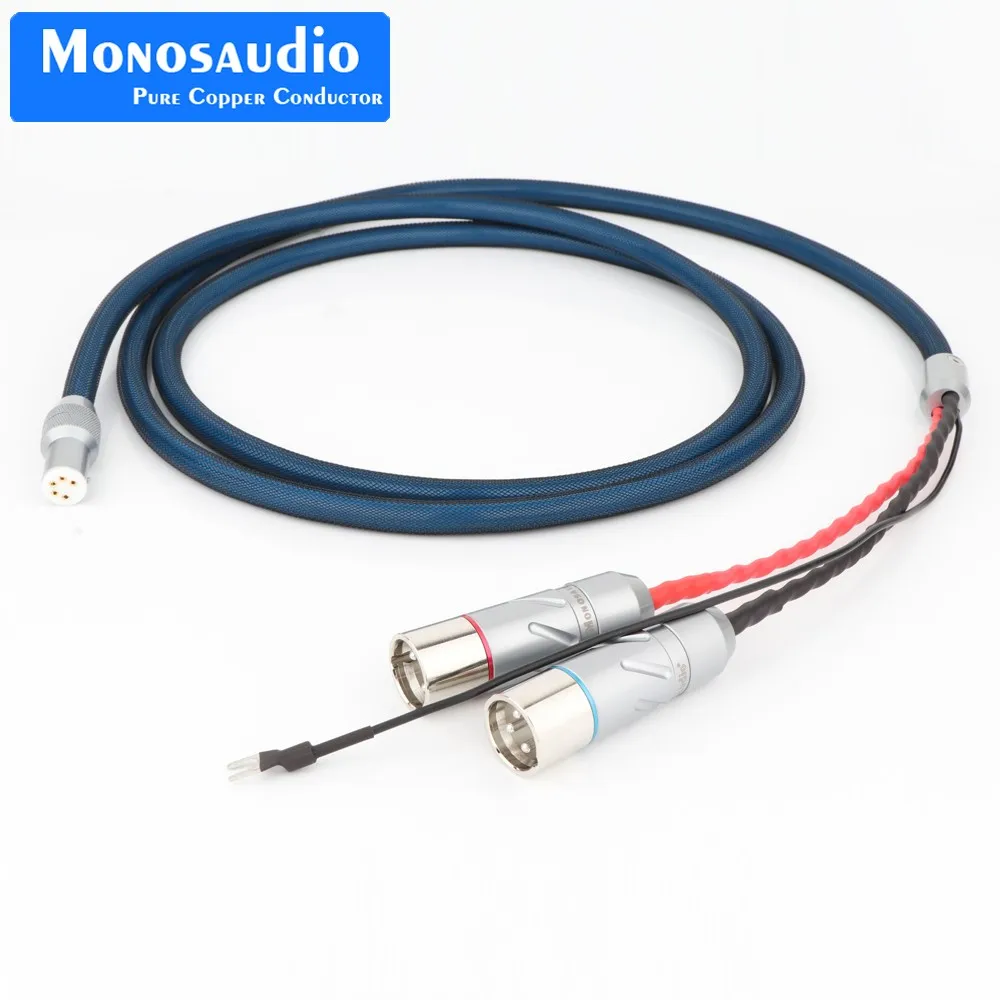 100% Pure Silver Tonearm Phono Cable 5-DIN Monosaudio Pure Copper XLR USED JAPAN mc vintage