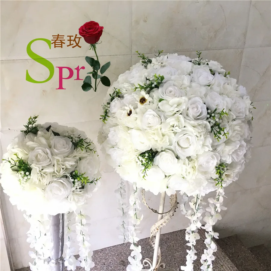 

SPR Romantic Reception Artificial Rose Hydrangea Baby Breath Pampas Decoration Country Wedding Centre Pieces