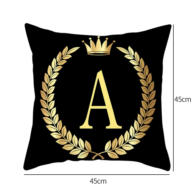 2021 Black Gold Letter Peach Skin Pillowcase Crown Sofa Cushion Cover Customized Amazon Explosive Household Items