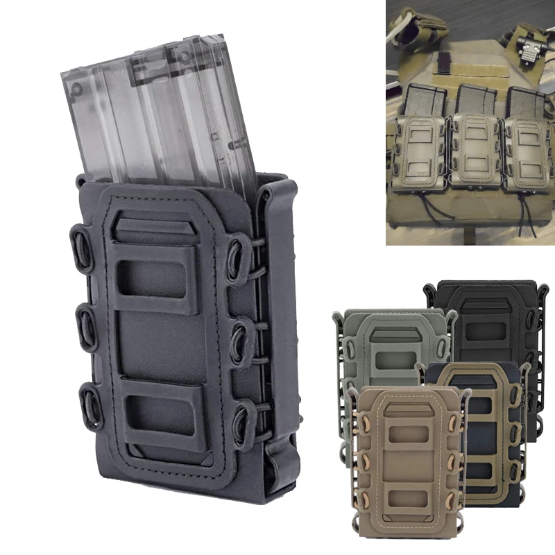 Tactical Fast Magazine Pouch for M4 5.56/7.62/9mm Mag Box Quick Release Soft Shell Mag TPR Holster Case Hunting Paintball Gear